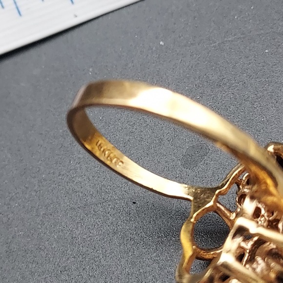 Vintage Costume Jewelry Ring 18KHGE Black Rhinestone Size 6.5 - Picture 7 of 13